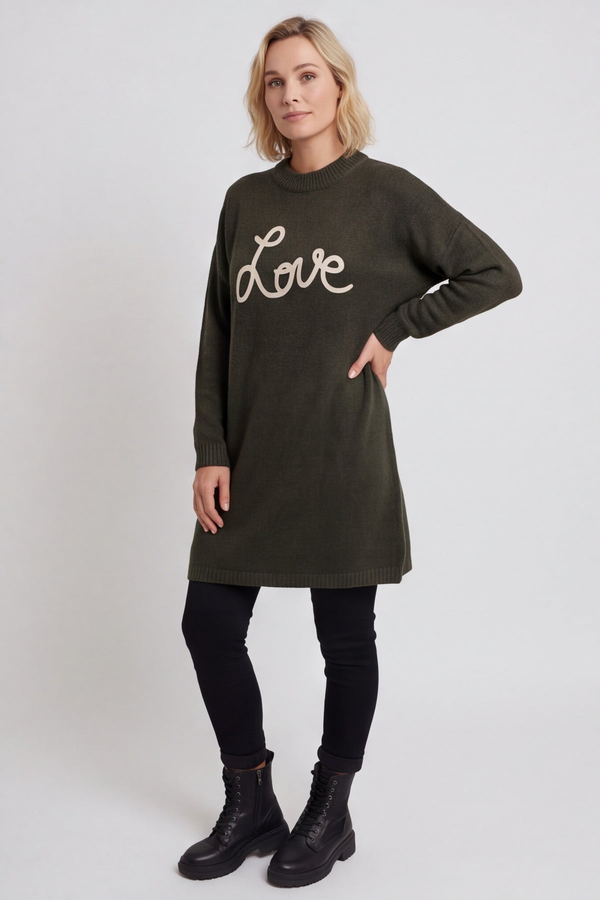 Love Knitted Jumper Dress Khaki – image 5 of 5