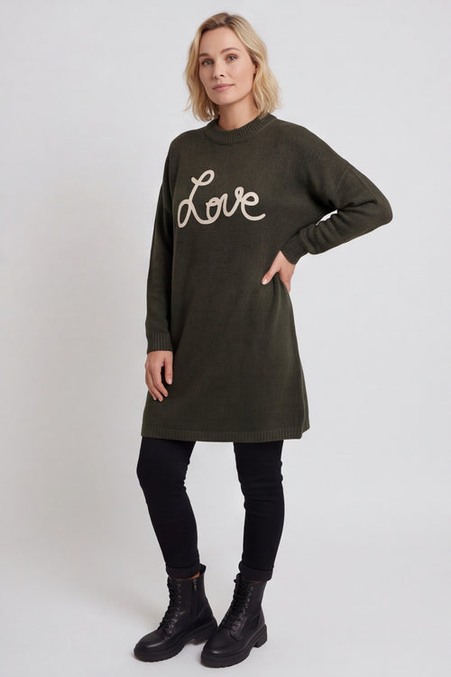 Love Knitted Jumper Dress Khaki – image 5 of 5