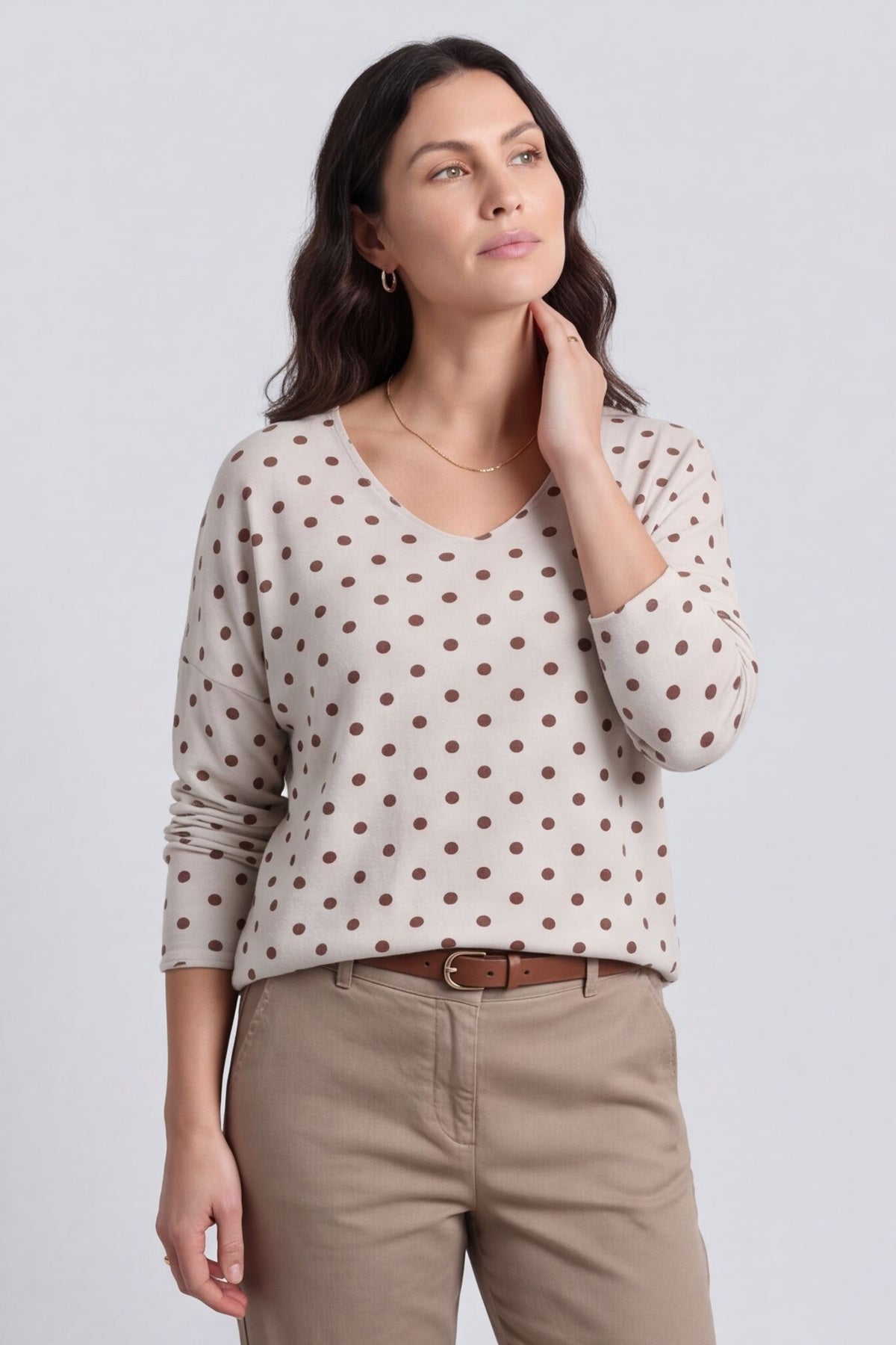 Lola Relaxed Polka Dot V-Neck Top – image 6 of 6