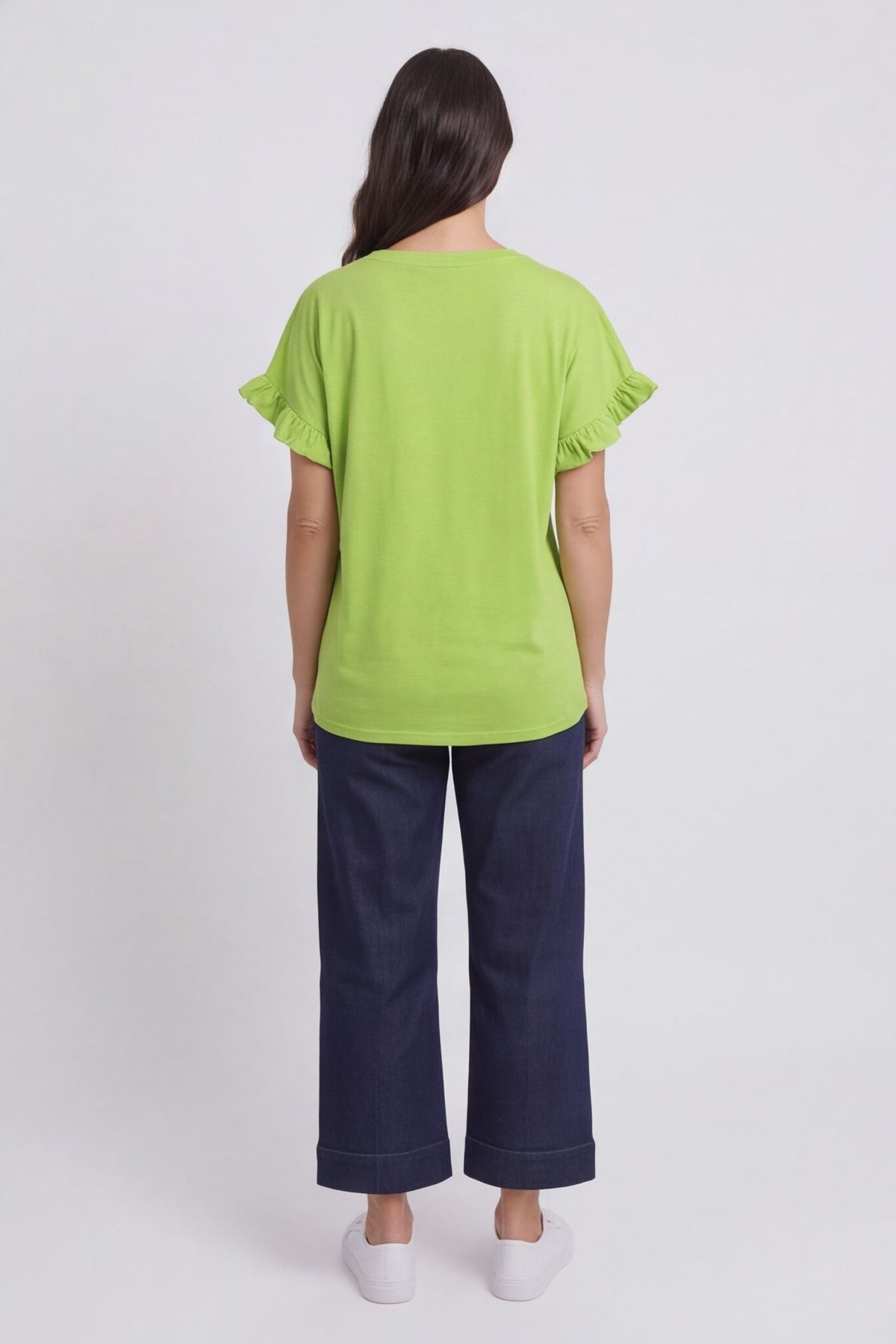 Summerleaze Frill Sleeve Cotton Top Olive – image 4 of 4