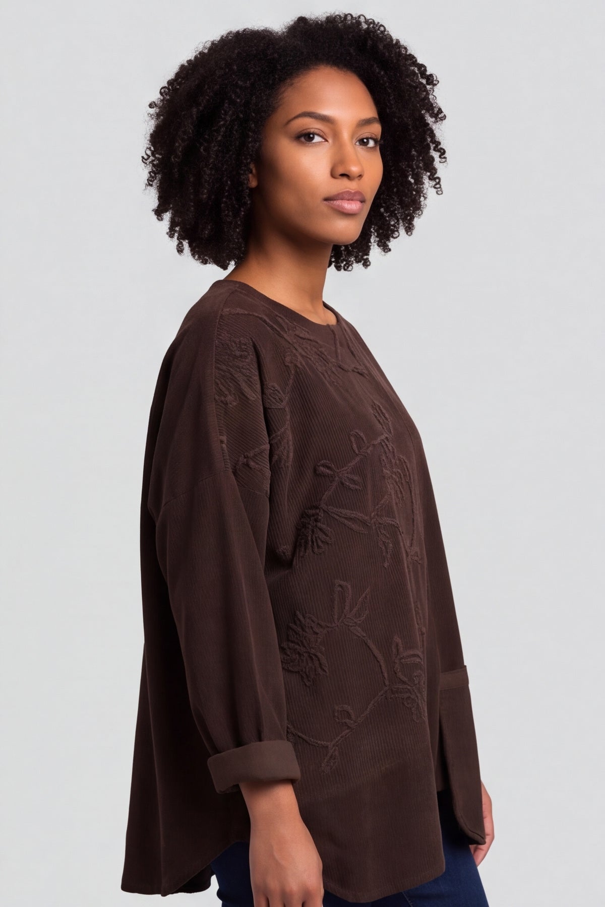 Jessa Needlecord Top Cocoa – image 6 of 6