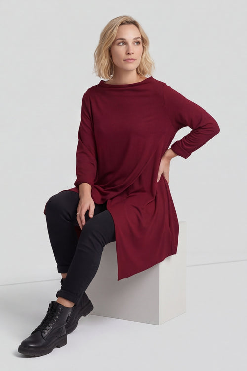 Nelle Cowl Cotton Top Wine – image 6 of 6