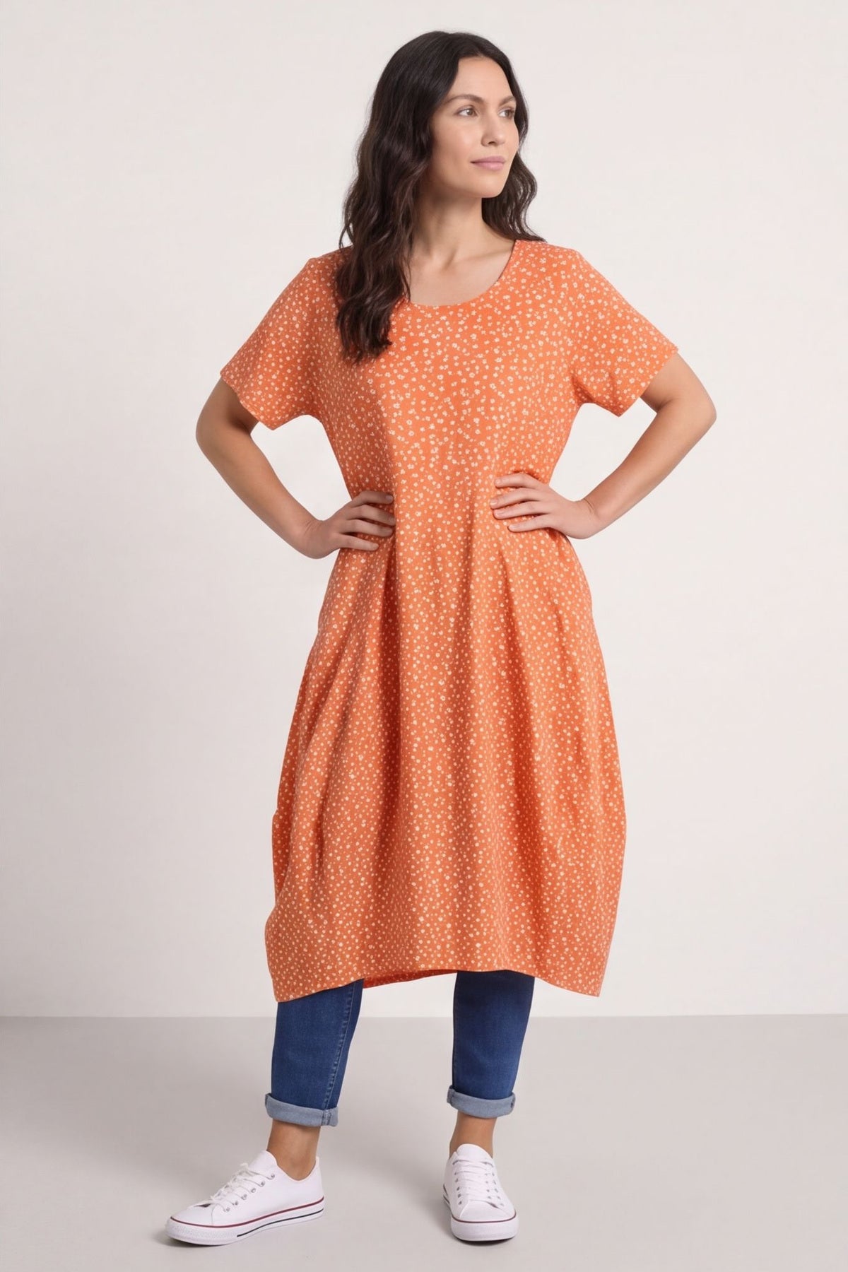Rosalind Ditsy Cotton Dress Orange – image 4 of 4