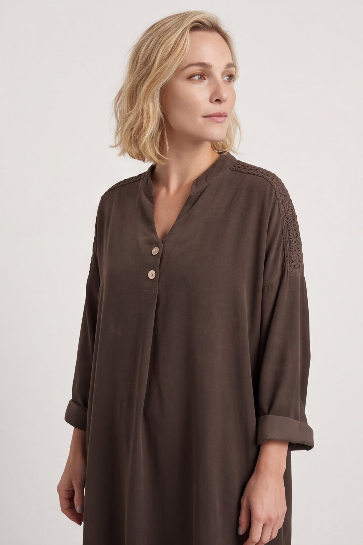 Terrie Needlecord Dress Cocoa – image 6 of 6