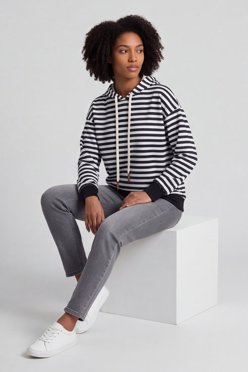 Selena Stripe Hooded Top Black – image 6 of 6