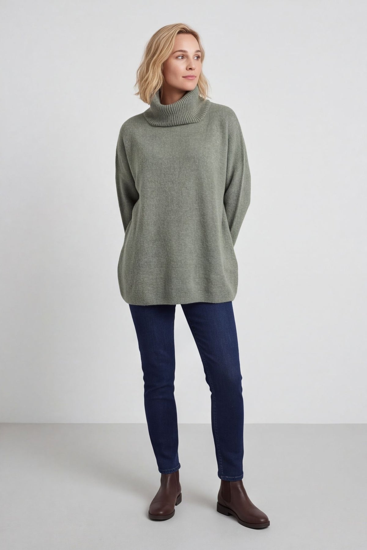 Jude Polo Neck Knitted Jumper Khaki – image 6 of 6