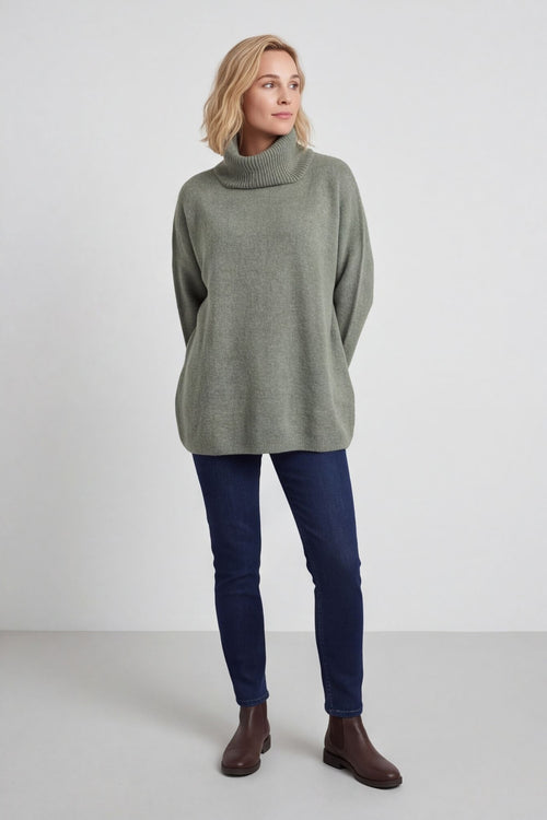 Jude Polo Neck Knitted Jumper Khaki – image 6 of 6