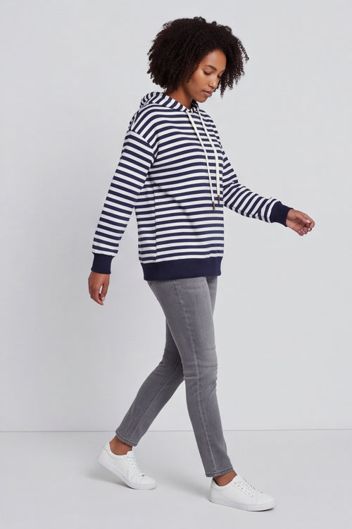 Selena Stripe Hooded Top Navy – image 6 of 6