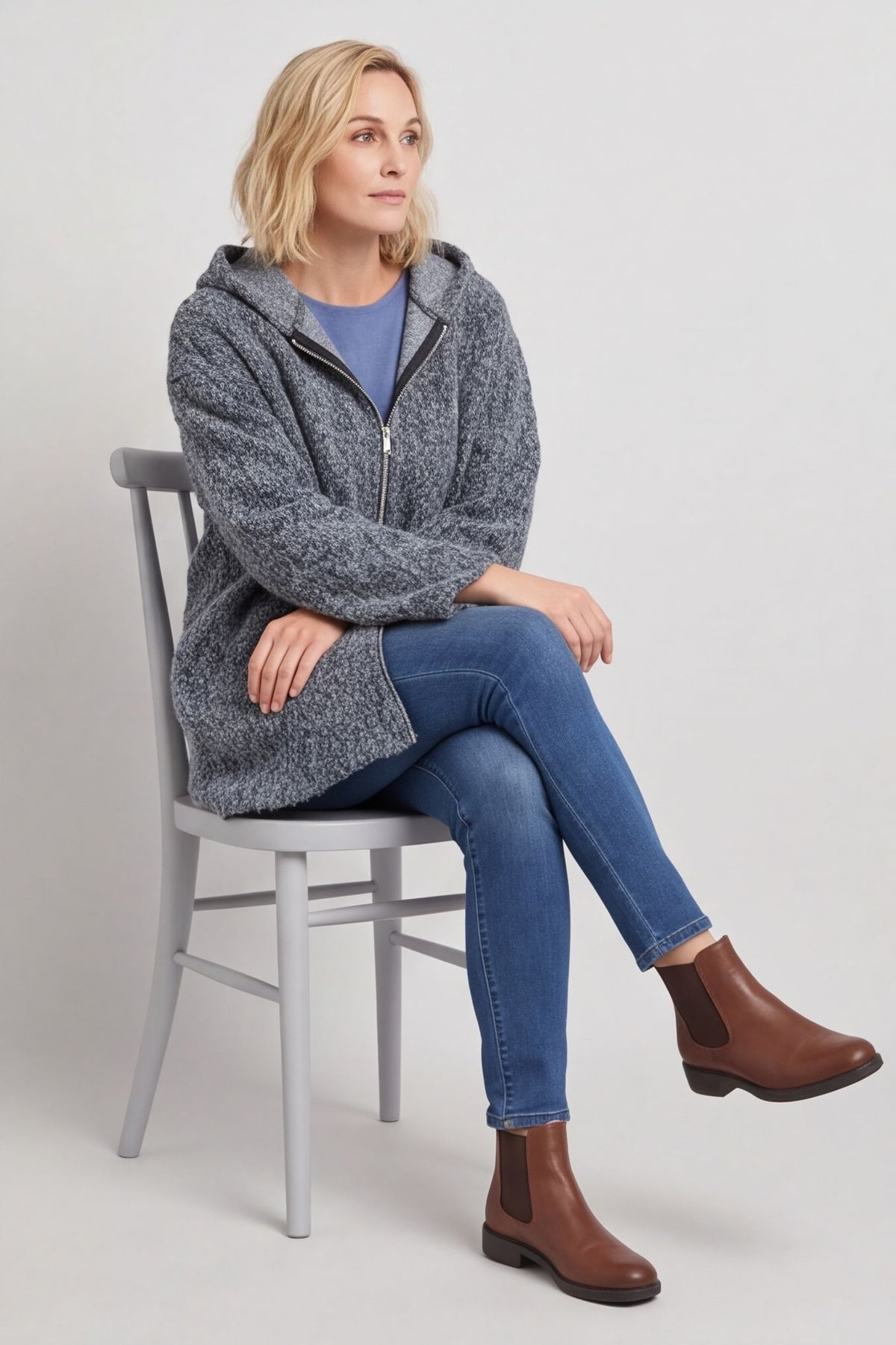 Sheila Zip Hooded Jacket Grey – image 6 of 6