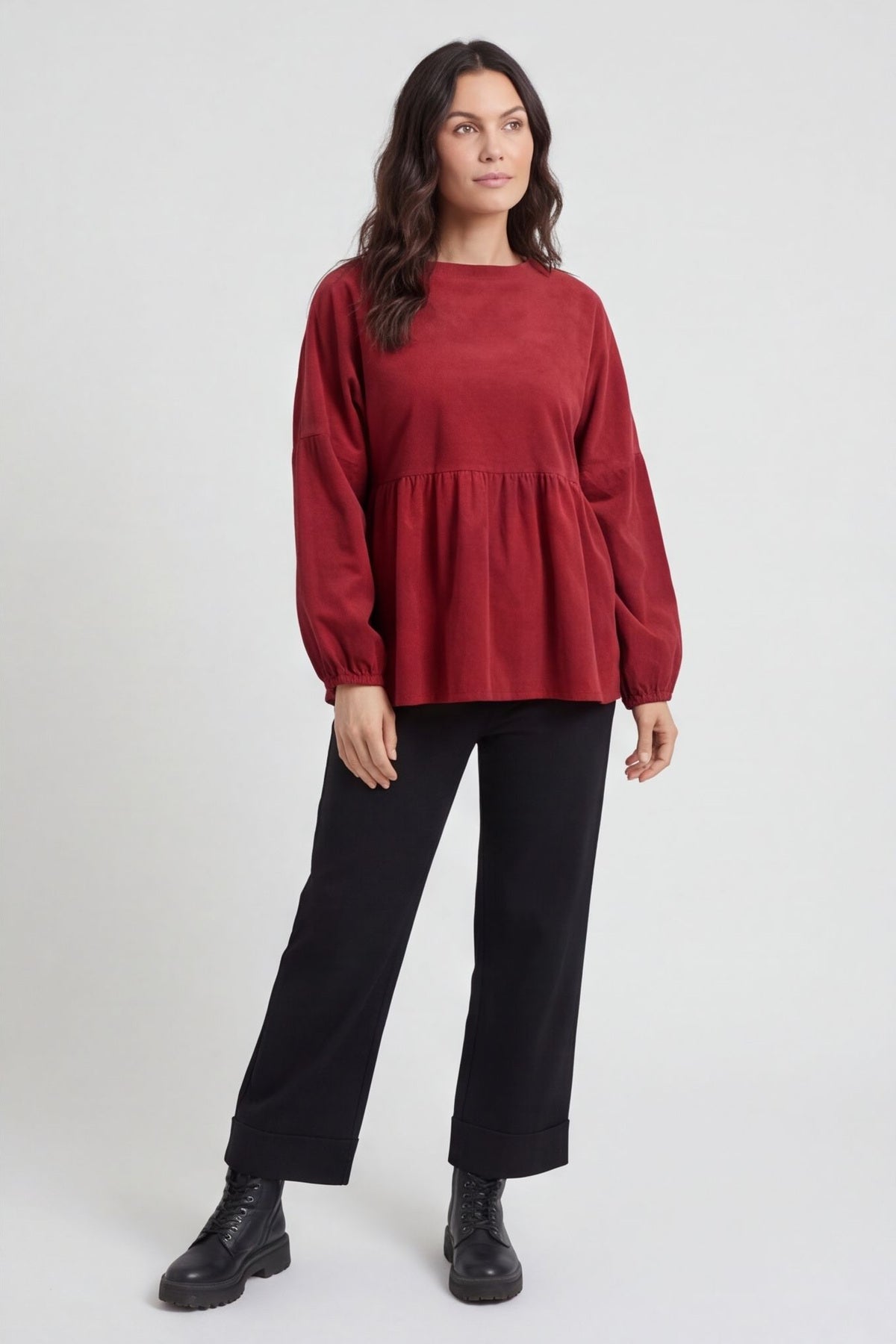 Geraldine Needlecord Top Wine – image 6 of 6