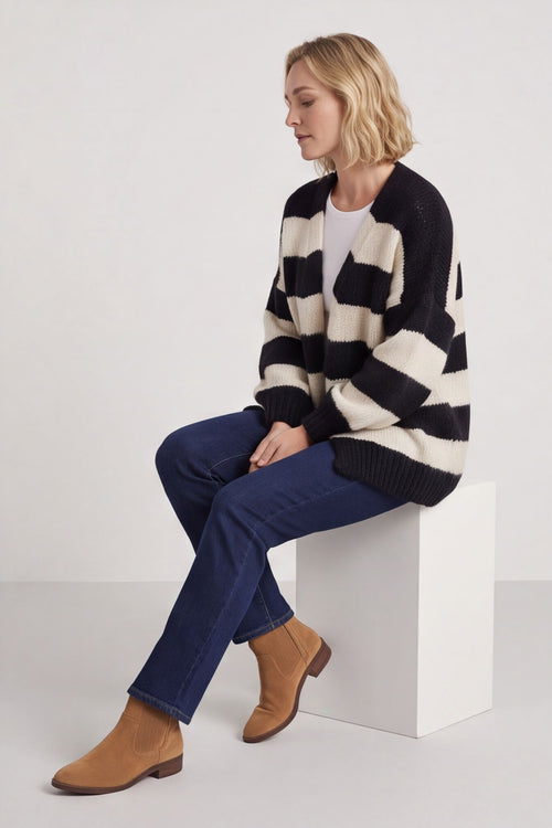 Kennedy Stripe Knitted Cardigan Navy – image 6 of 6