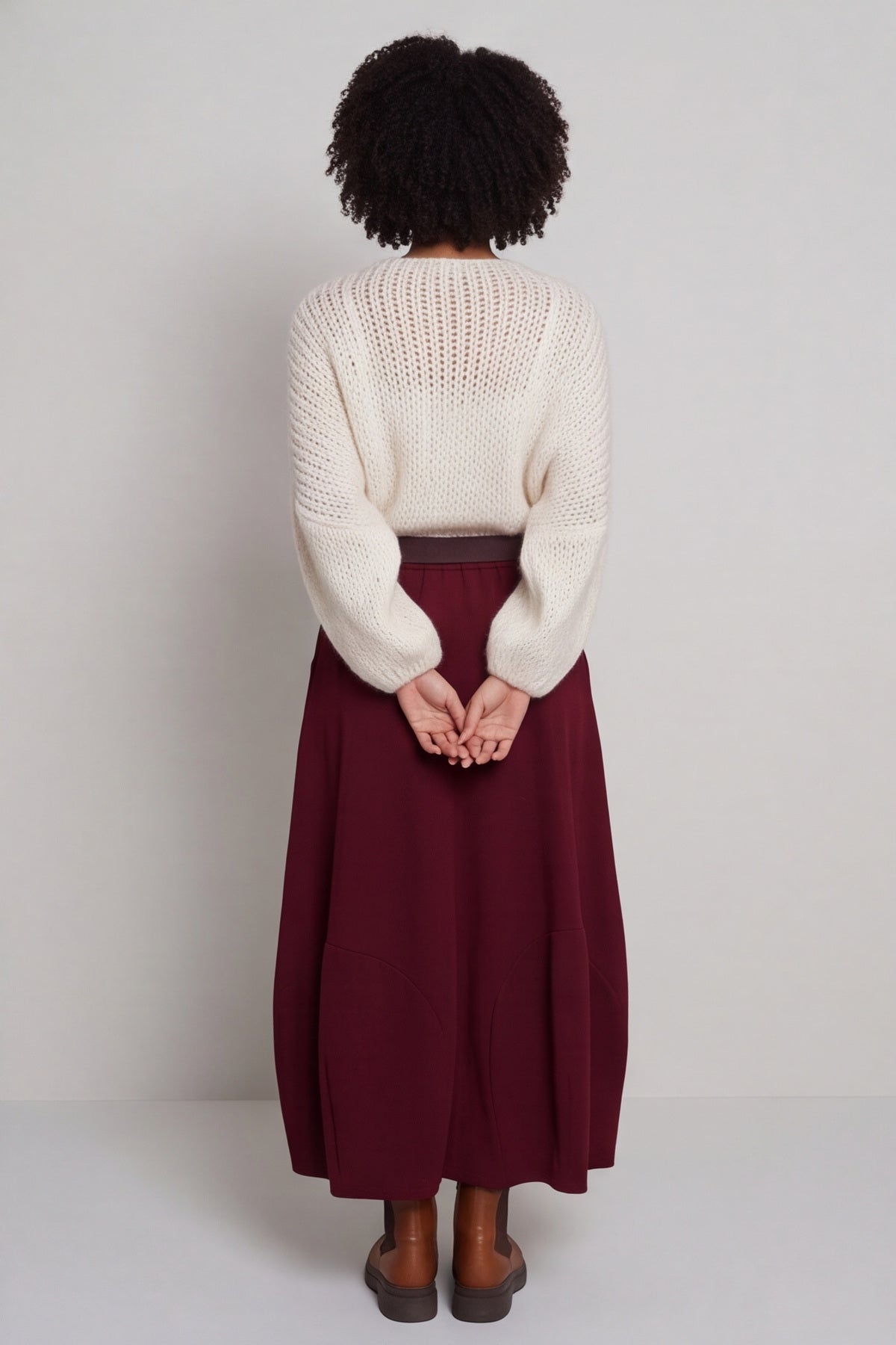 Georgetta Belted Cotton Skirt Wine – image 6 of 6