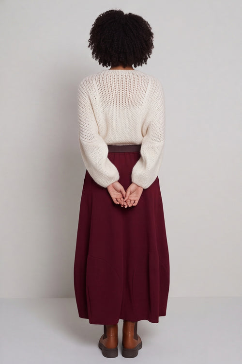 Georgetta Belted Cotton Skirt Wine – image 6 of 6