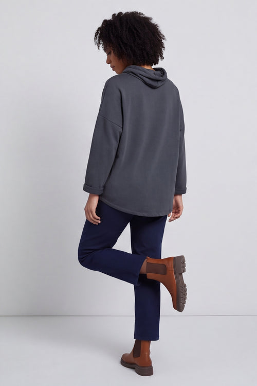 Lydia Cowl Print Cotton Top Charcoal – image 6 of 6