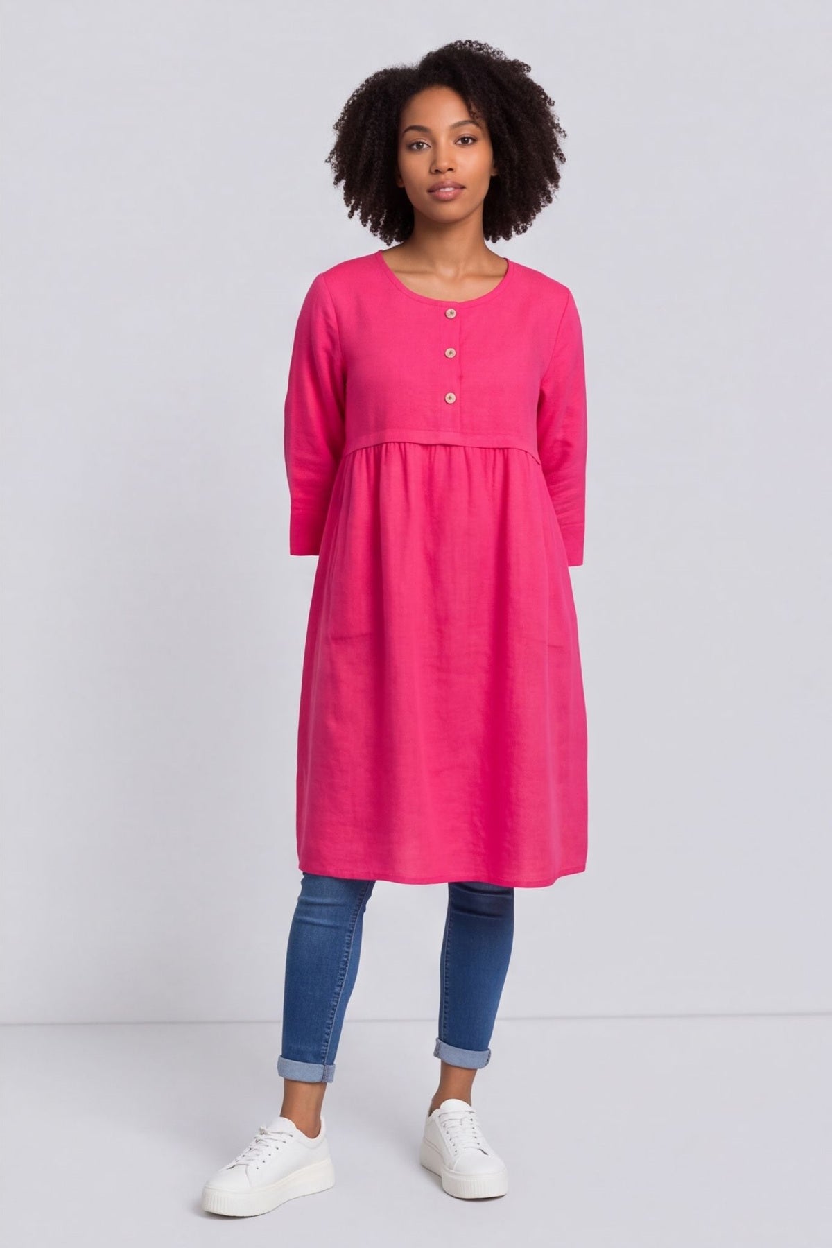 Alara Linen Dress Hot Pink – image 6 of 6