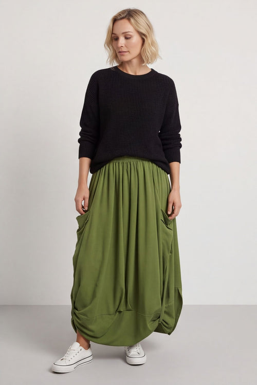 Lavone Cotton Skirt Olive – image 6 of 6