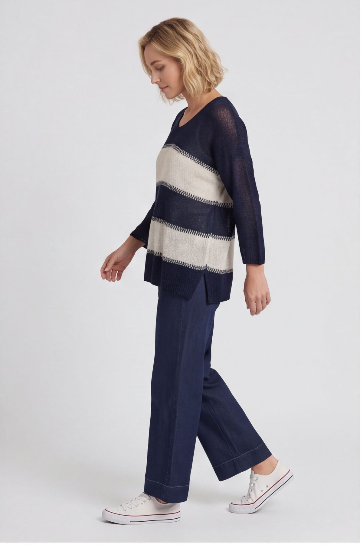 Davena Stripe Knit Top Navy – image 5 of 5