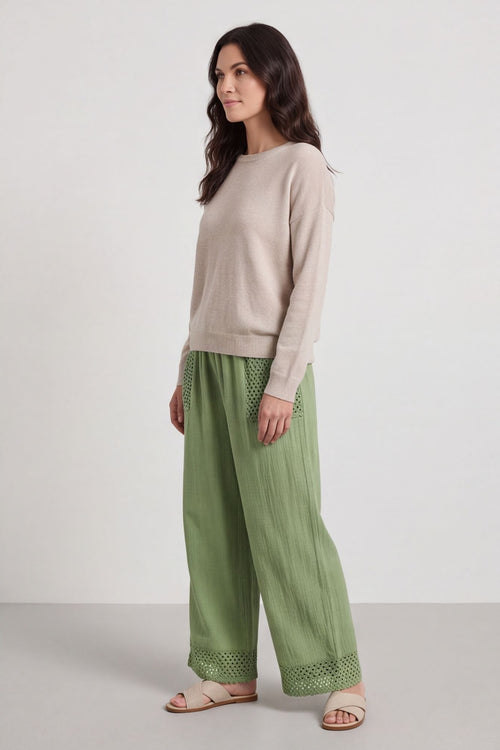 Elana Cotton Trousers Green – image 6 of 6
