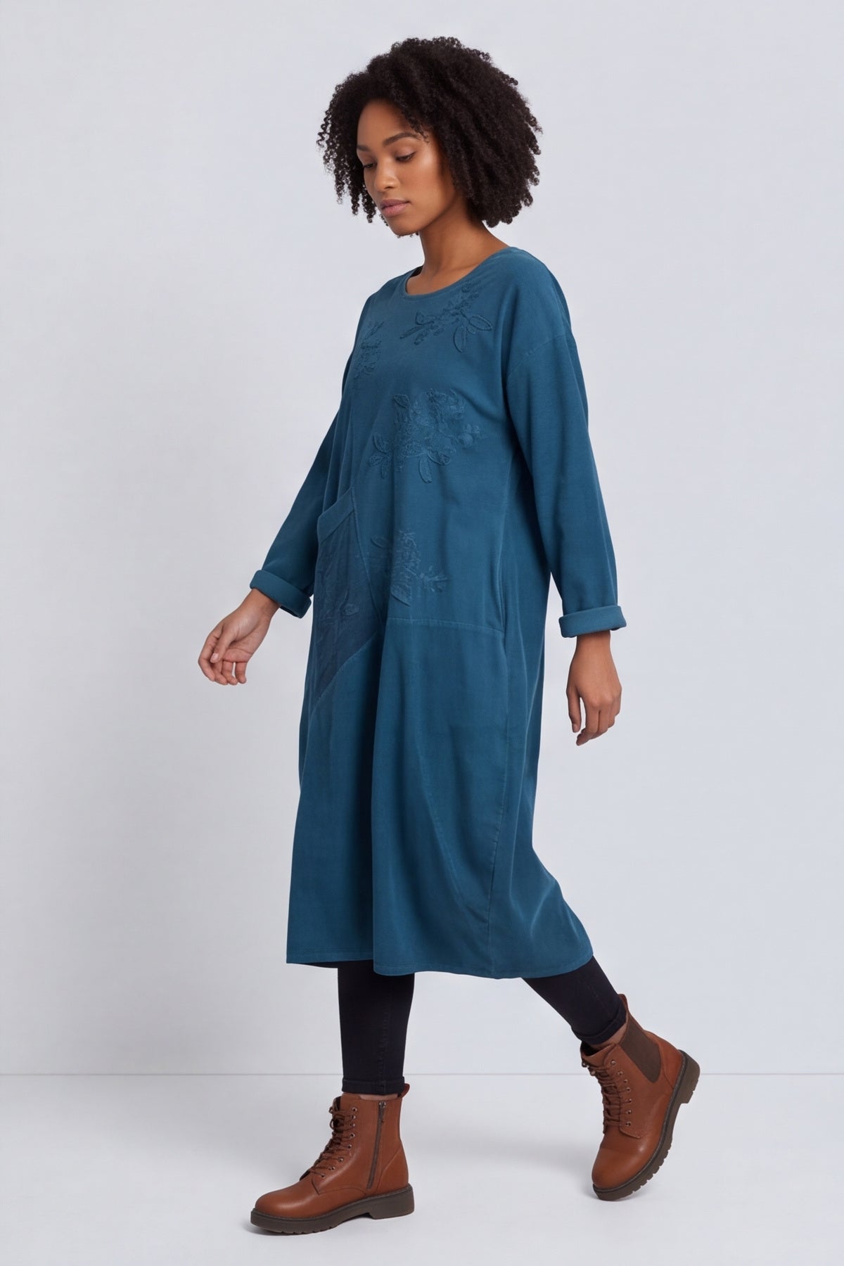 Laurie Needlecord Dress Teal – image 6 of 6