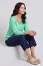 Kinsley Washed V-Neck Cotton Top Green – image 6 of 6