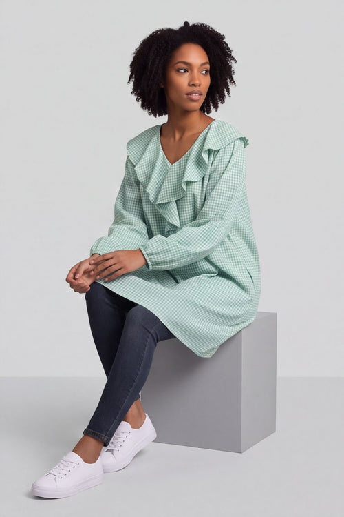 Sophronia Gingham Cotton Tunic Green – image 6 of 6