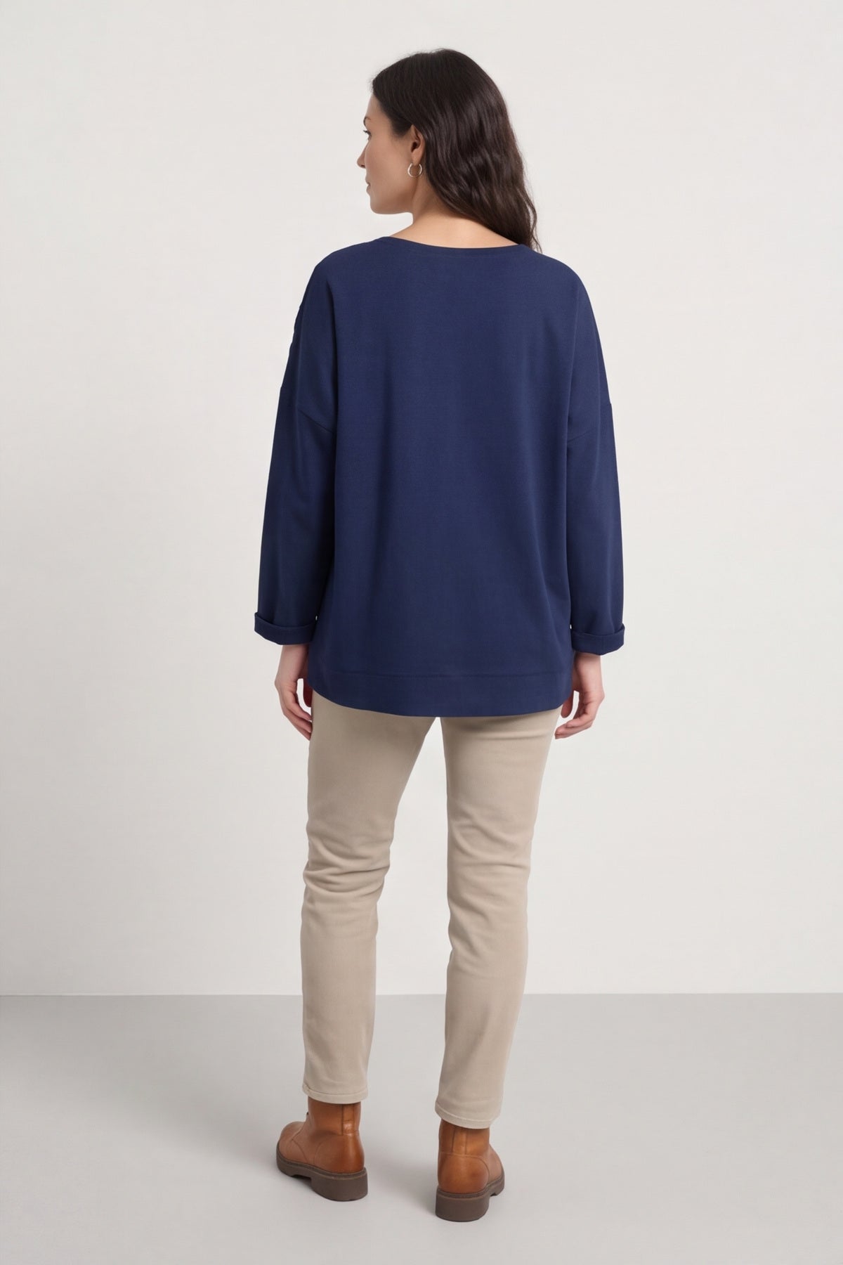 Louise Cord Patch Cotton Top Navy – image 6 of 6