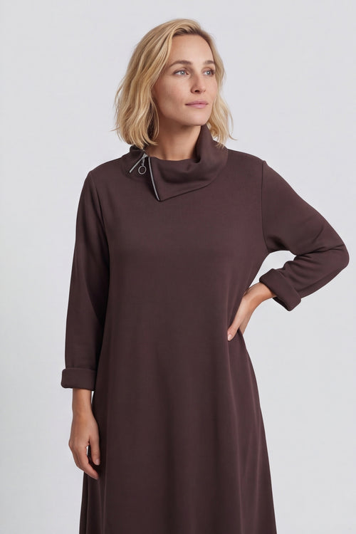 Wanda Zip Polo Cotton Dress Cocoa – image 6 of 6