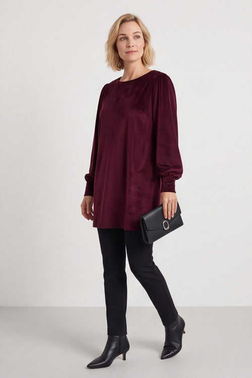 Zannah Button Back Tunic Wine – image 5 of 5