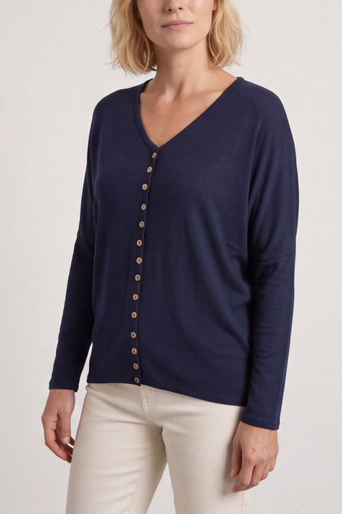 Blythe Button Detail Top Navy – image 6 of 6