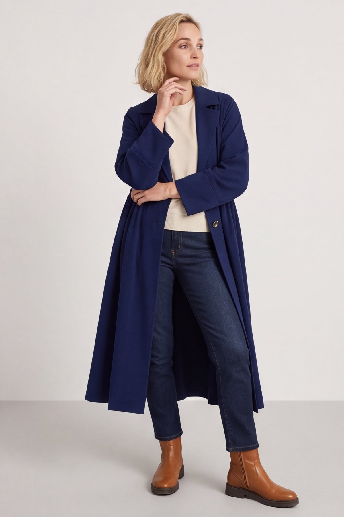 Meryl Long Needlecord Jacket Navy – image 5 of 5