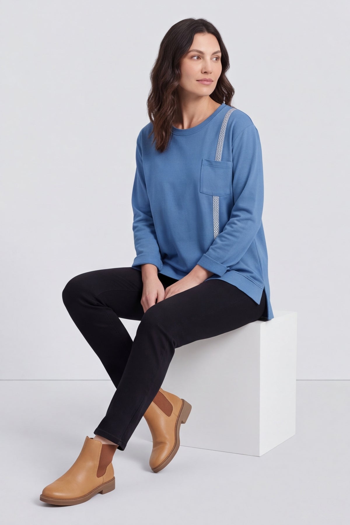 Barbara Pocket Cotton Top Blue – image 6 of 6