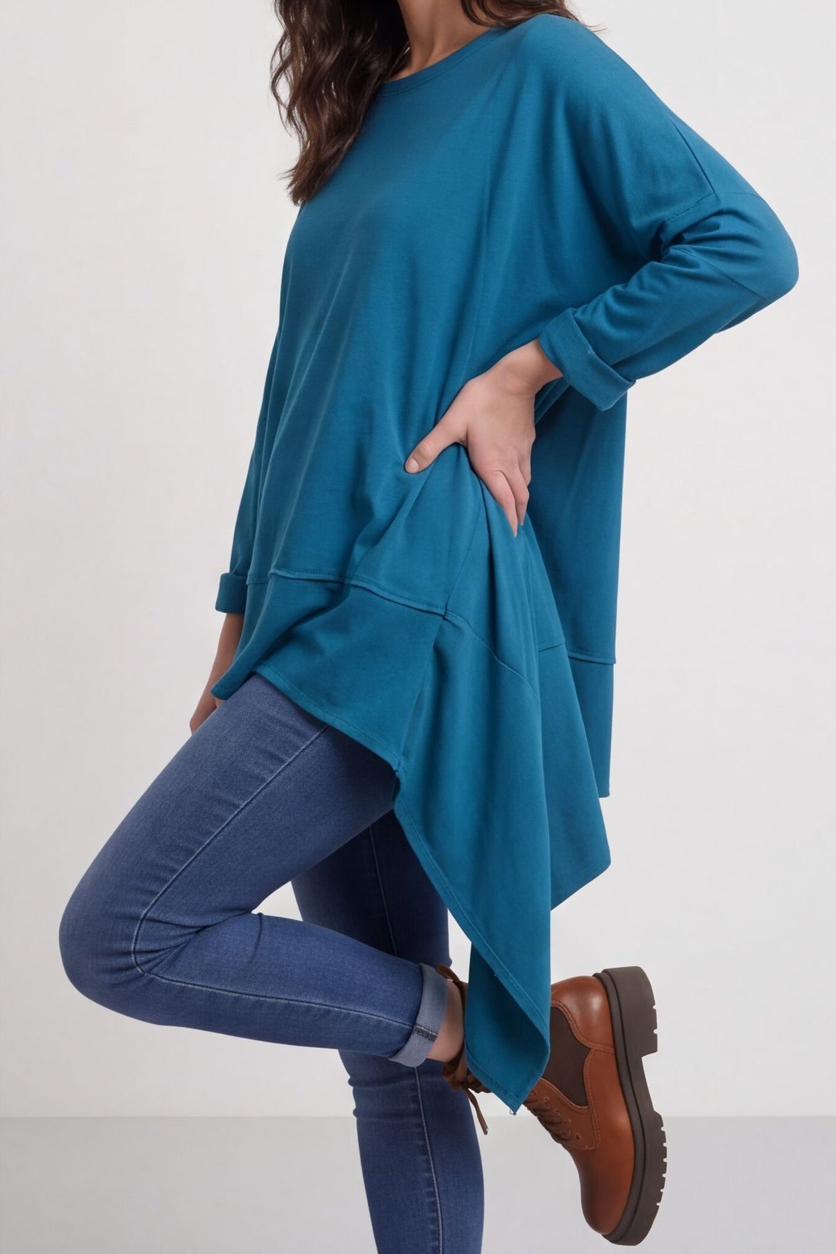 Margie Dip Side Cotton Top Teal – image 4 of 4