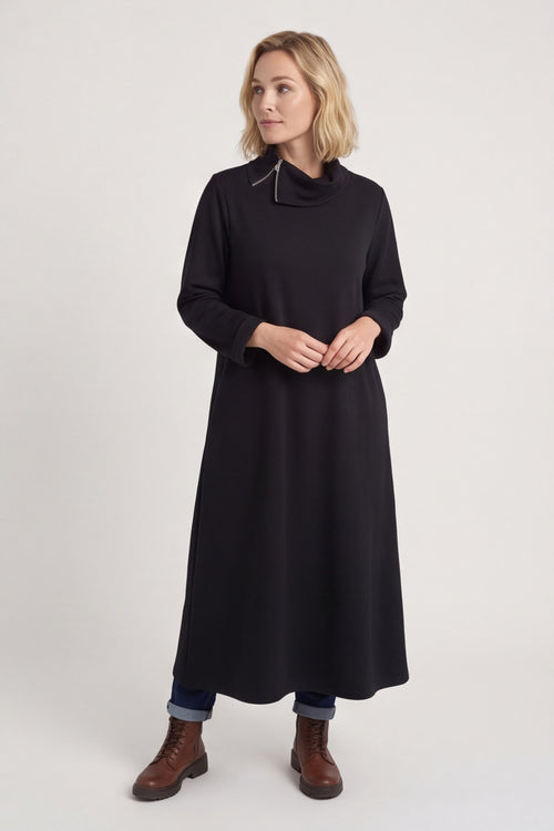 Wanda Zip Polo Cotton Dress Black – image 6 of 6
