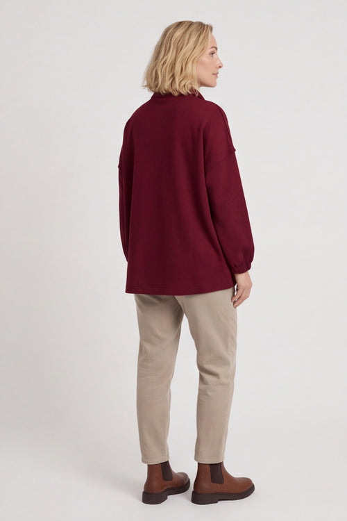 Sybil Button Cotton Sweatshirt Wine – image 5 of 5