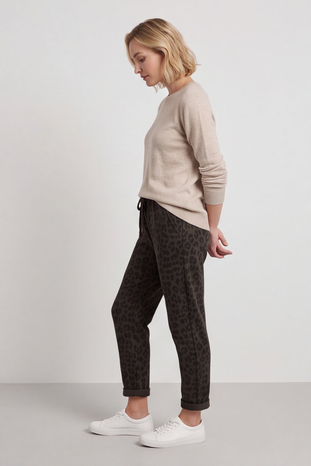 Effie Leopard Print Cotton Joggers Cocoa – image 6 of 6