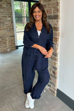 Paulton Linen Boilersuit Navy