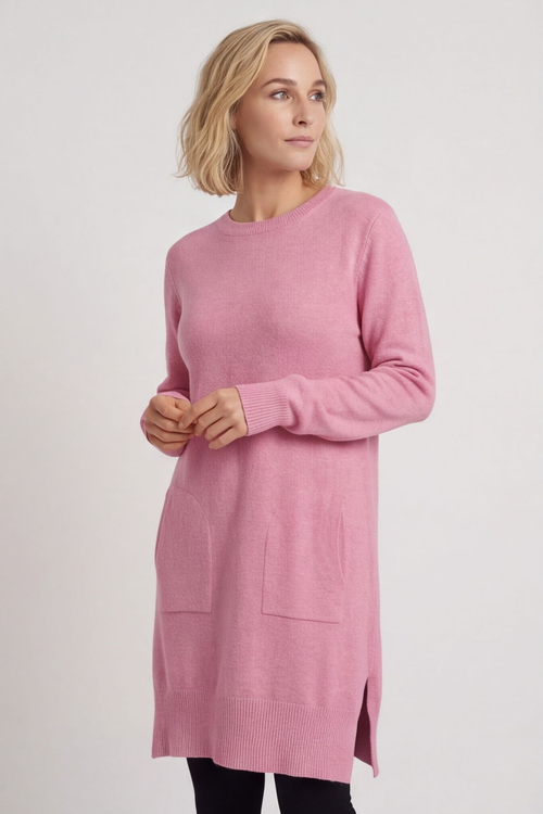 Elisa Pocket Knitted Tunic Pink - Image 5