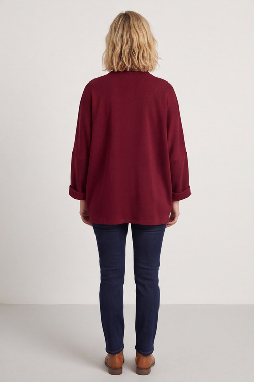 Floella Zip Cotton Jacket Wine - Image 6