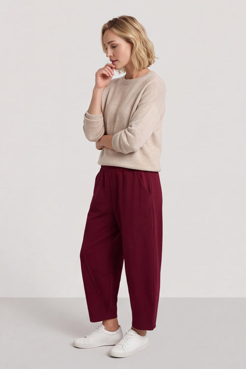 Yasmina Cropped Cotton Trousers Wine - Image 4