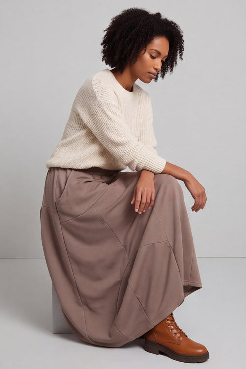 Georgetta Belted Cotton Skirt Mocha - Image 5