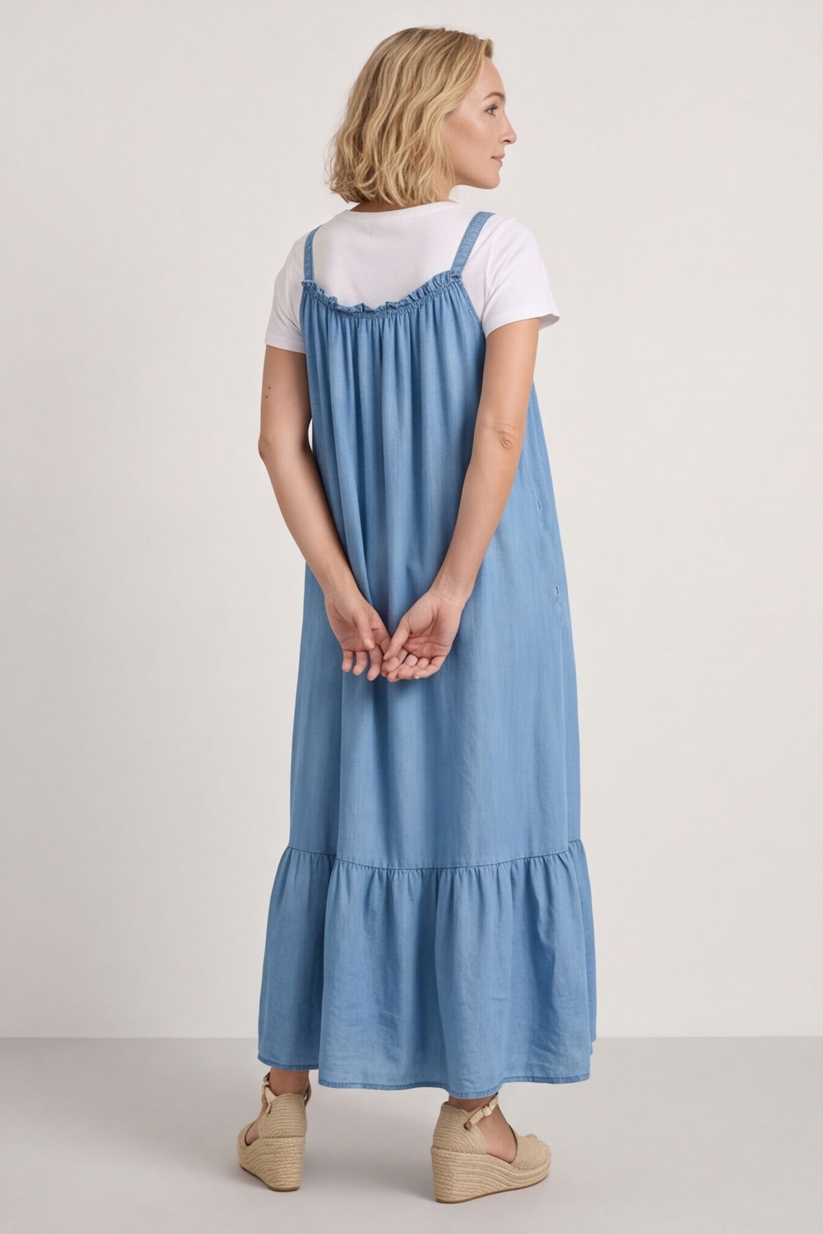 Zennor Denim Strap Dress Mid Denim