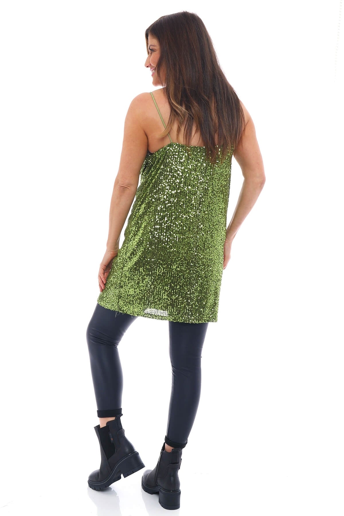 Laurel Sequin Strap Top Green