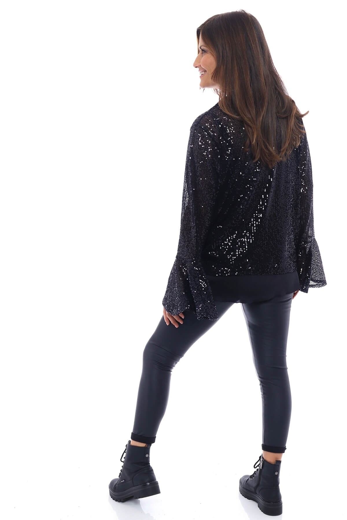 Louisa Sequin Tie Jacket Black