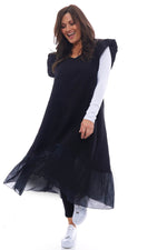 Alaysia Frill Linen Dress Black Black - Alaysia Frill Linen Dress Black