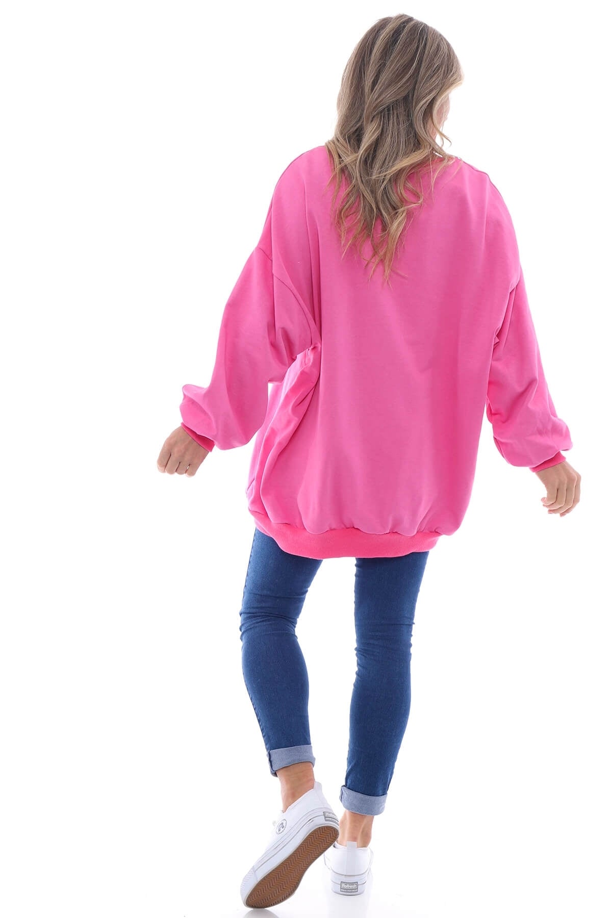 Good Vibes Cotton Sweat Top Fuchsia