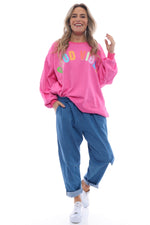 Good Vibes Cotton Sweat Top Fuchsia Fuchsia - Good Vibes Cotton Sweat Top Fuchsia