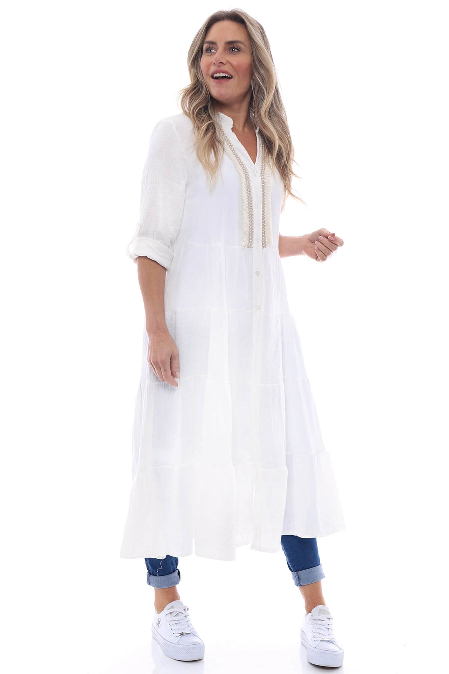 Armonie Crinkle Cotton Dress Buttermilk