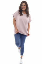 Rebecca Rolled Sleeve Top Pink Pink - Rebecca Rolled Sleeve Top Pink