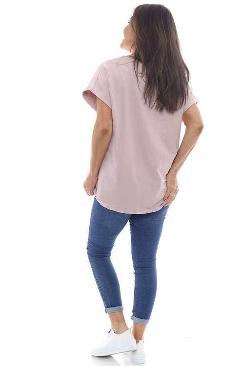 Rebecca Rolled Sleeve Top Pink - Image 3