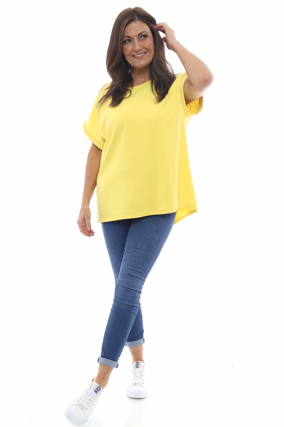 Rebecca Rolled Sleeve Top Yellow